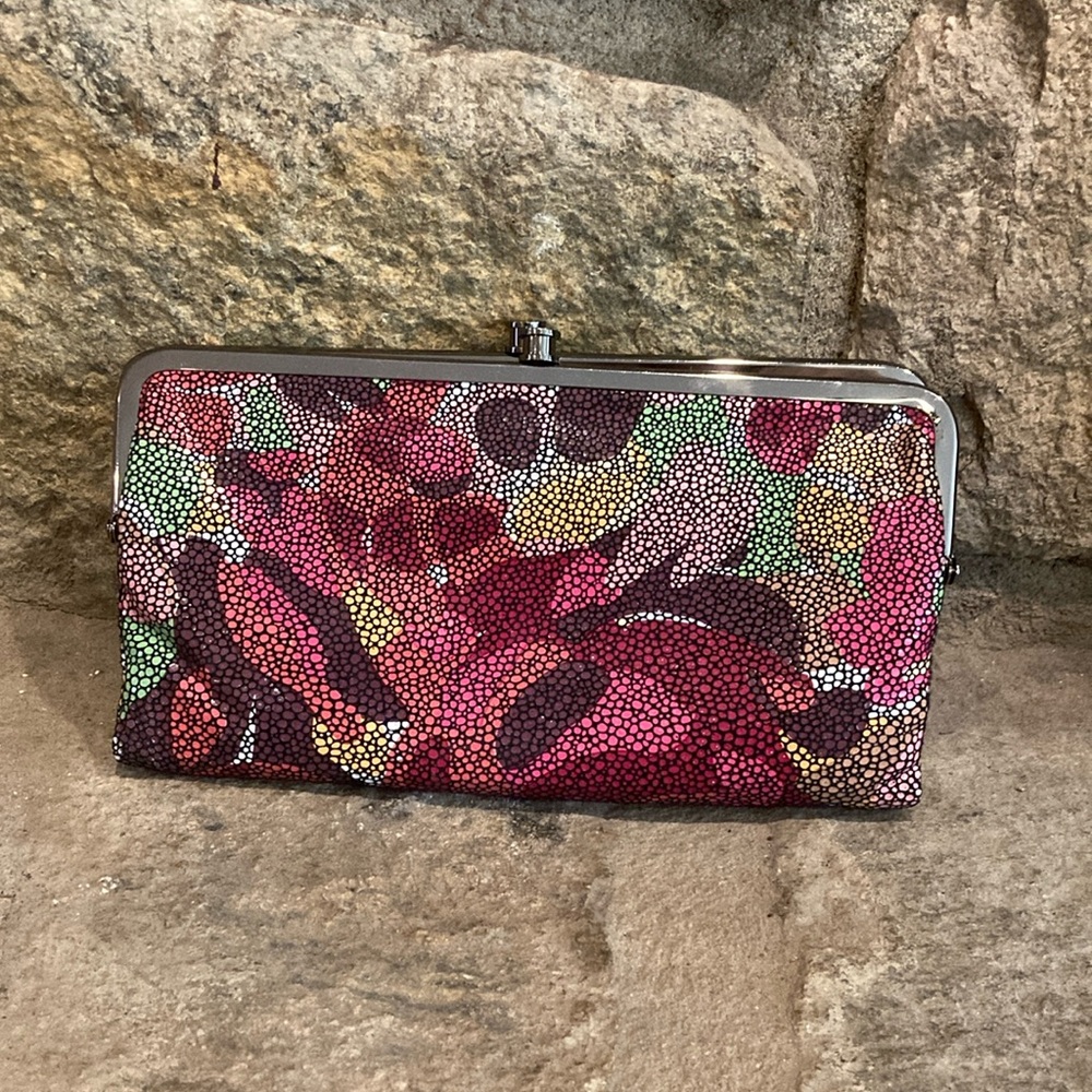 Hobo Lauren Clutch Wallet Multicolor Embossed Leather